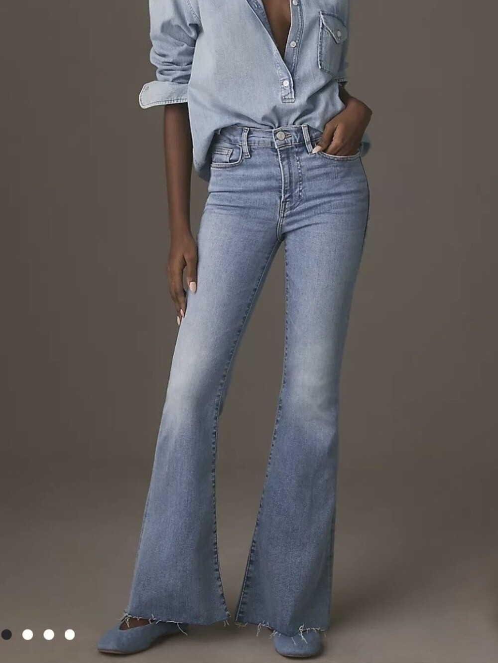 FRAME Le Easy Flare Jeans Colorado Light Wash Raw Hem Size 24 70s Boho Retro